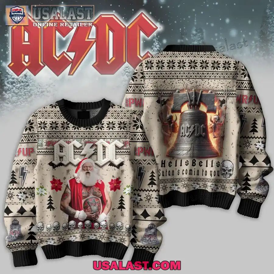 AC/DC Hells Bells Christmas Ugly Sweater