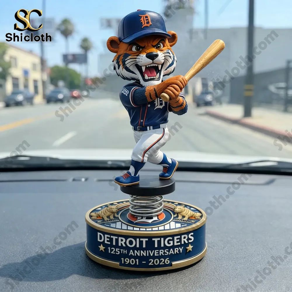 Detroit Tigers 125th Anniversary Decor Car Dashboard Bobblehead
