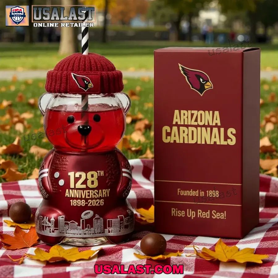 Arizona Cardinals 128th Anniversary Collectible Bear Glass Cup