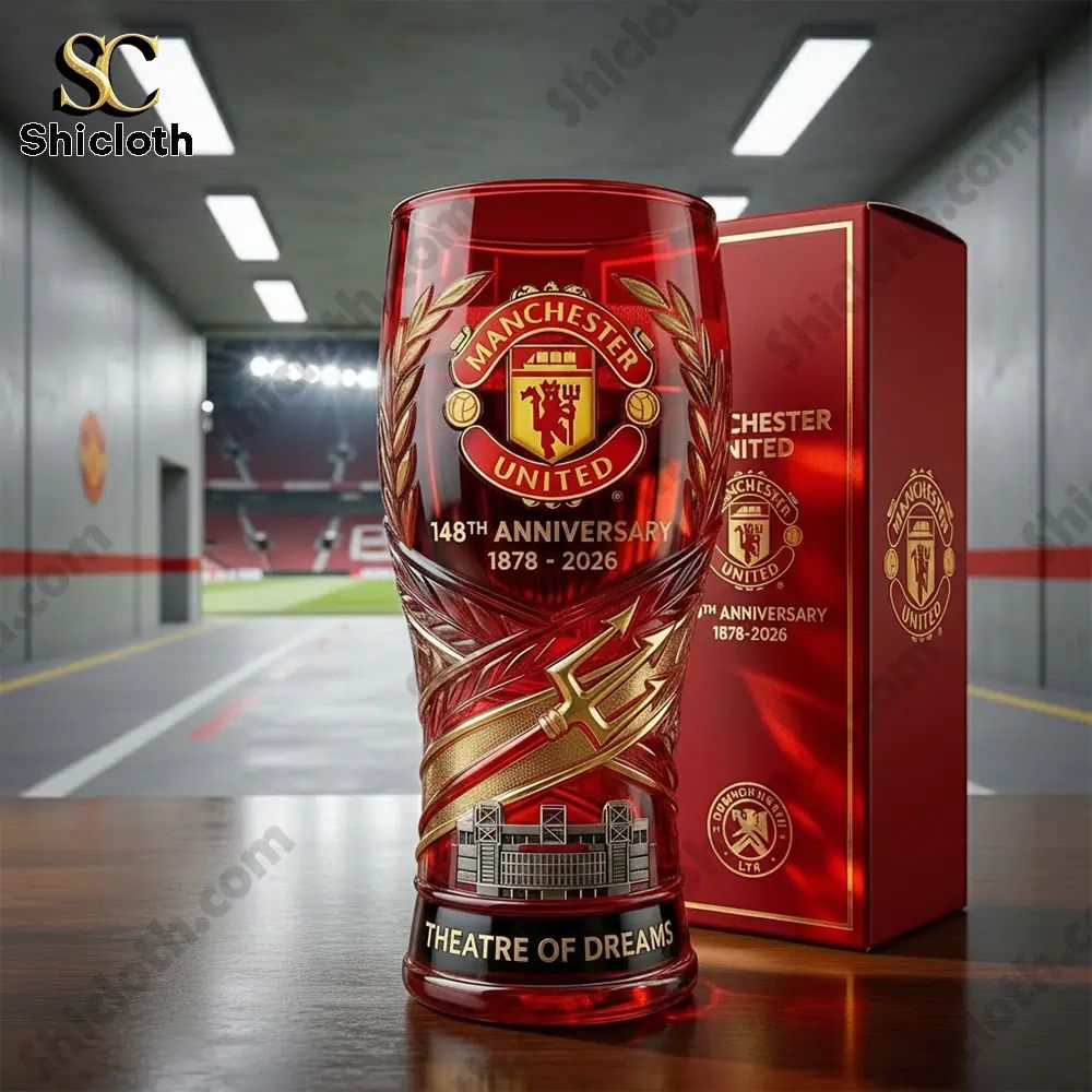 Manchester United Theatre Of Dreams 148th Anniversary 1878-2026 Collectible Beer Glass
