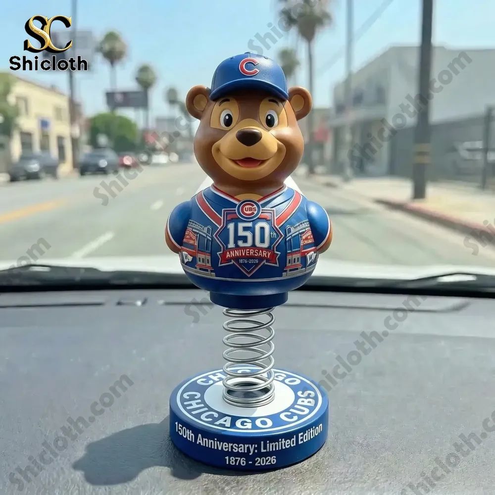 Chicago Cubs 150th Anniversary Decor Car Dashboard Bobblehead