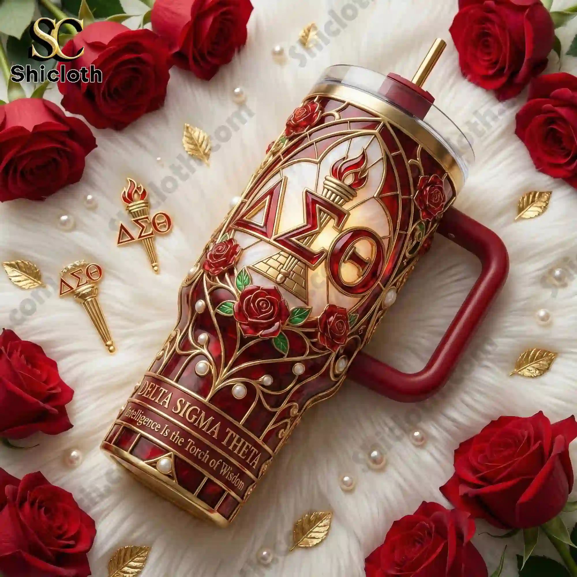 Delta Sigma Theta Intelligence is The Torch of Wisdom Yeti Tumbler With Handle