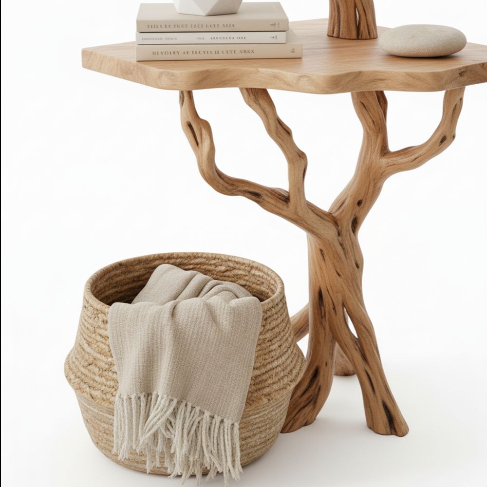 Corner Tree Floating Bookshelf – Handcrafted Driftwood & Solid Wood Shelf