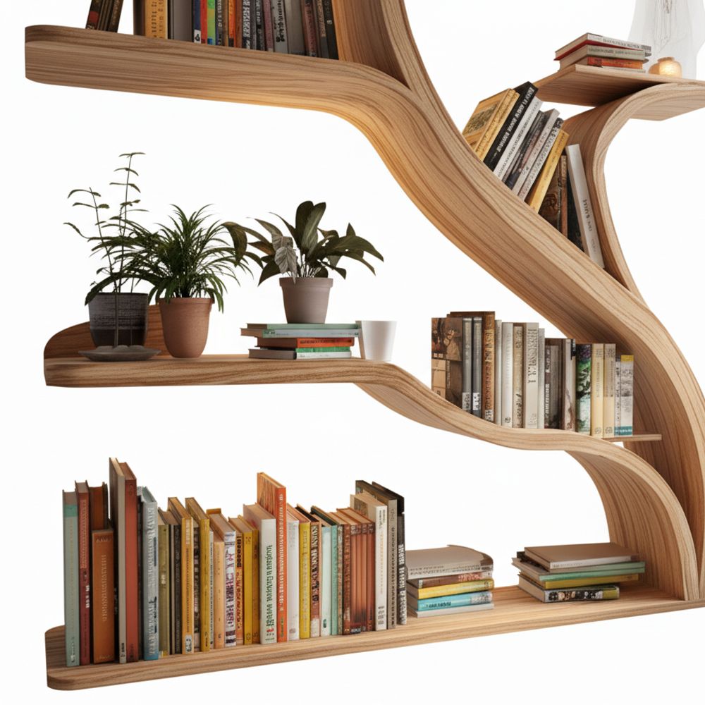 Handcrafted Tree Branch Bookshelf – Handmade Farmhouse Tree Branch Bookshelf