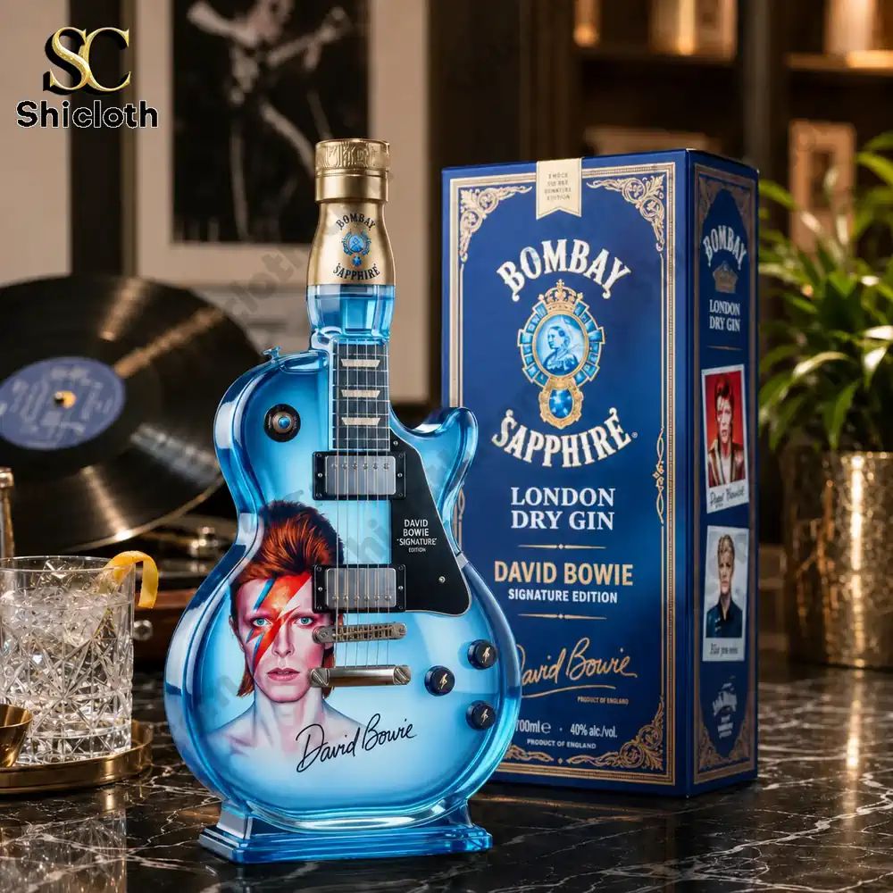 David Bowie Guitar Shaped Collectible Whiskey Bottle