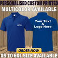 Custom Printed Personalised Polo Shirt Your Text Your Logo Unisex Uniform Sports