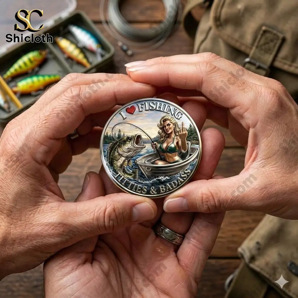 I Love Fishing Titties & Badass Funny Fishing Lover Novelty Coin
