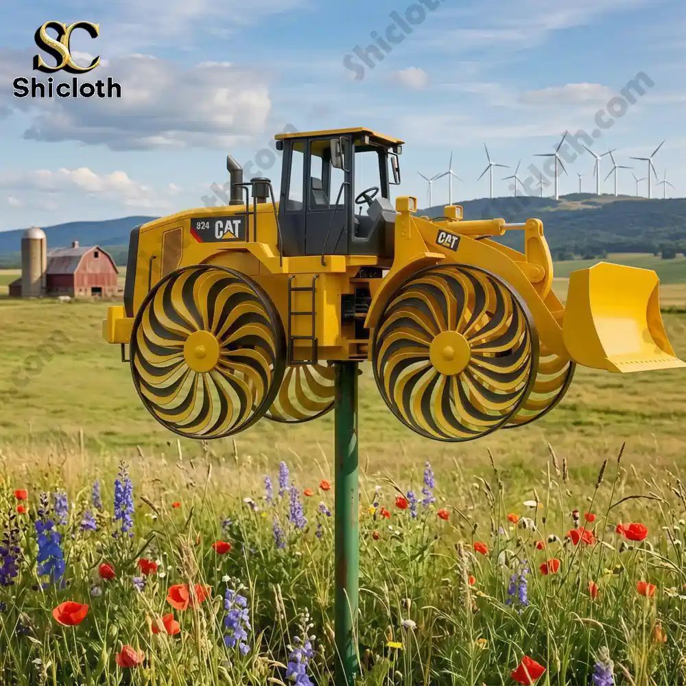 Small Bulldozer Wind Spinner For Garden