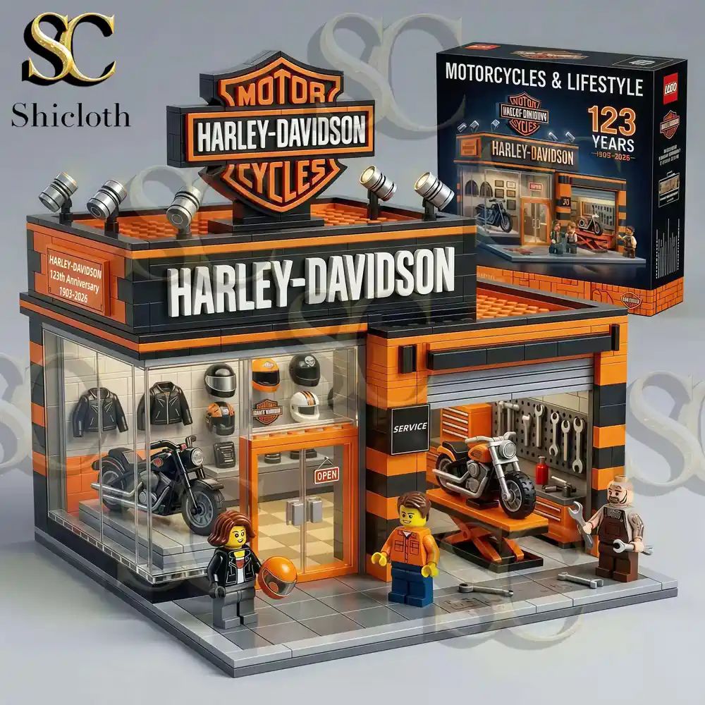 Harley-Davidson 123th Anniversary Motorcycles & Lifestyle Showroom Building Brick Set