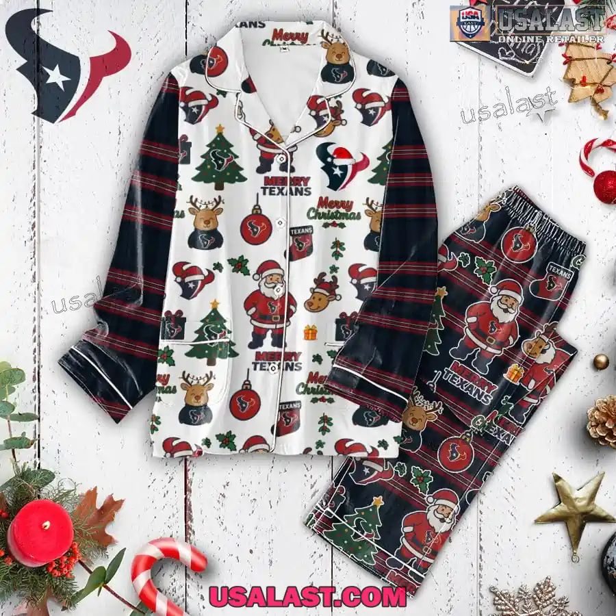 Houston Texans Plaid Button Pajamas Set