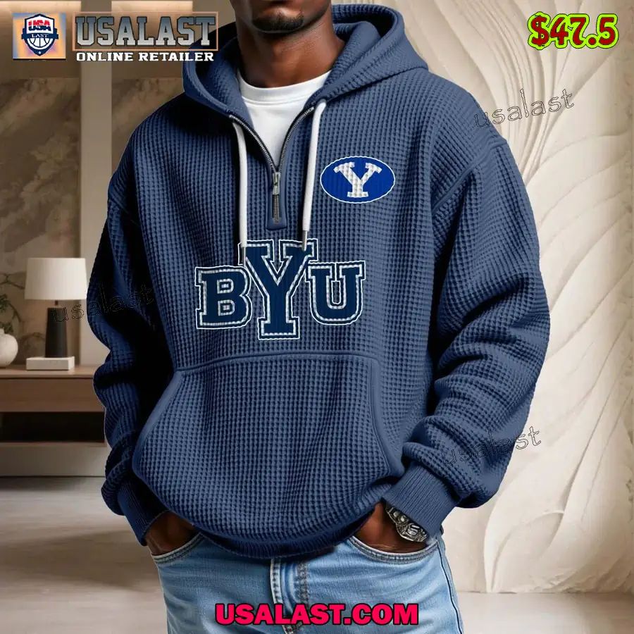 BYU Cougars Waffle Half Zip Hoodie