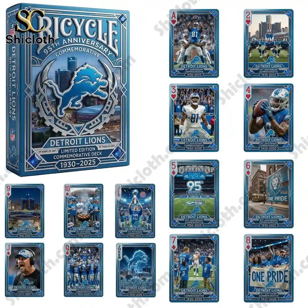 Bicycle Detroit Lions 95th Anniversary Commemorative Deck Playing Cards