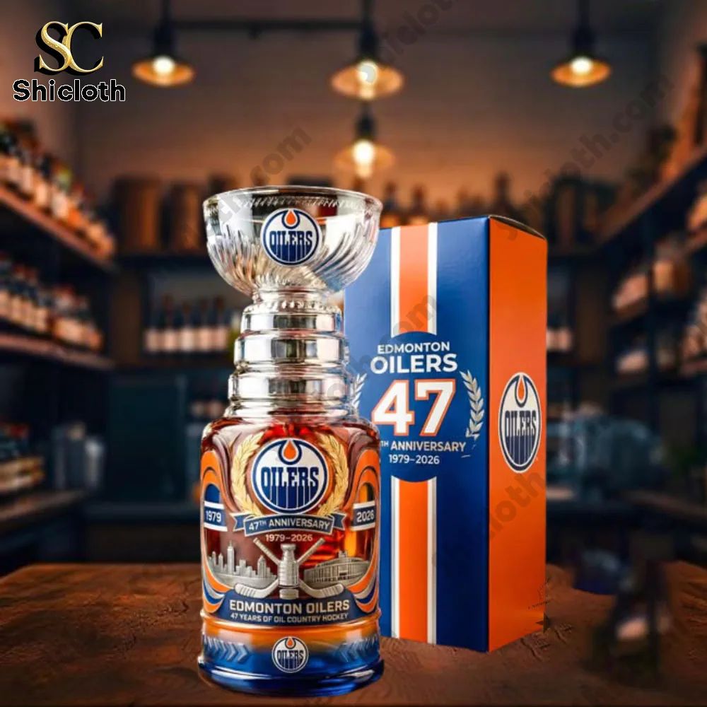 Edmonton Oilers 47Th Anniversary Stanley Cup Whiskey Glass