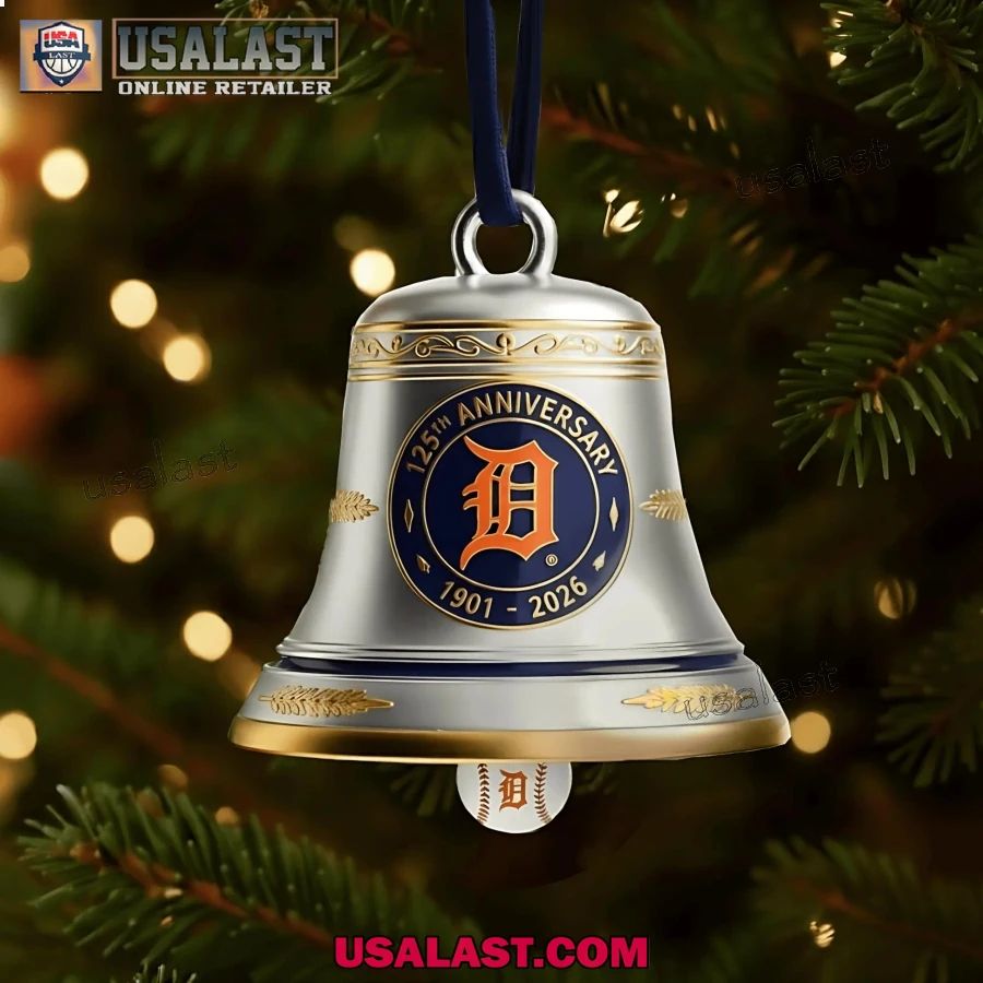 Detroit Tigers 125th Anniversary Christmas Bell Ornament