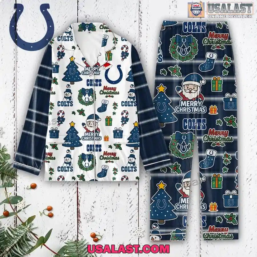 Indianapolis Colts Plaid Button Pajamas Set