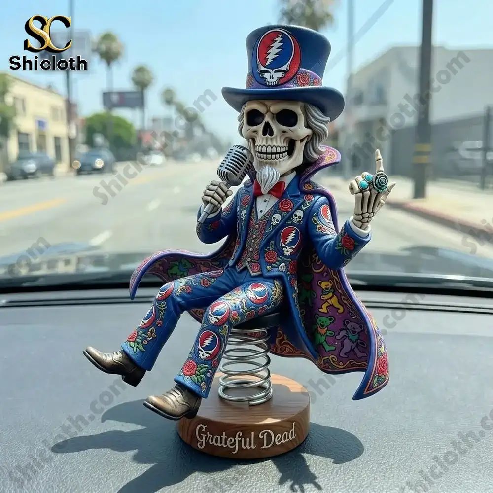 Grateful Dead Skeleton Rocker Decor Car Dashboard Bobblehead