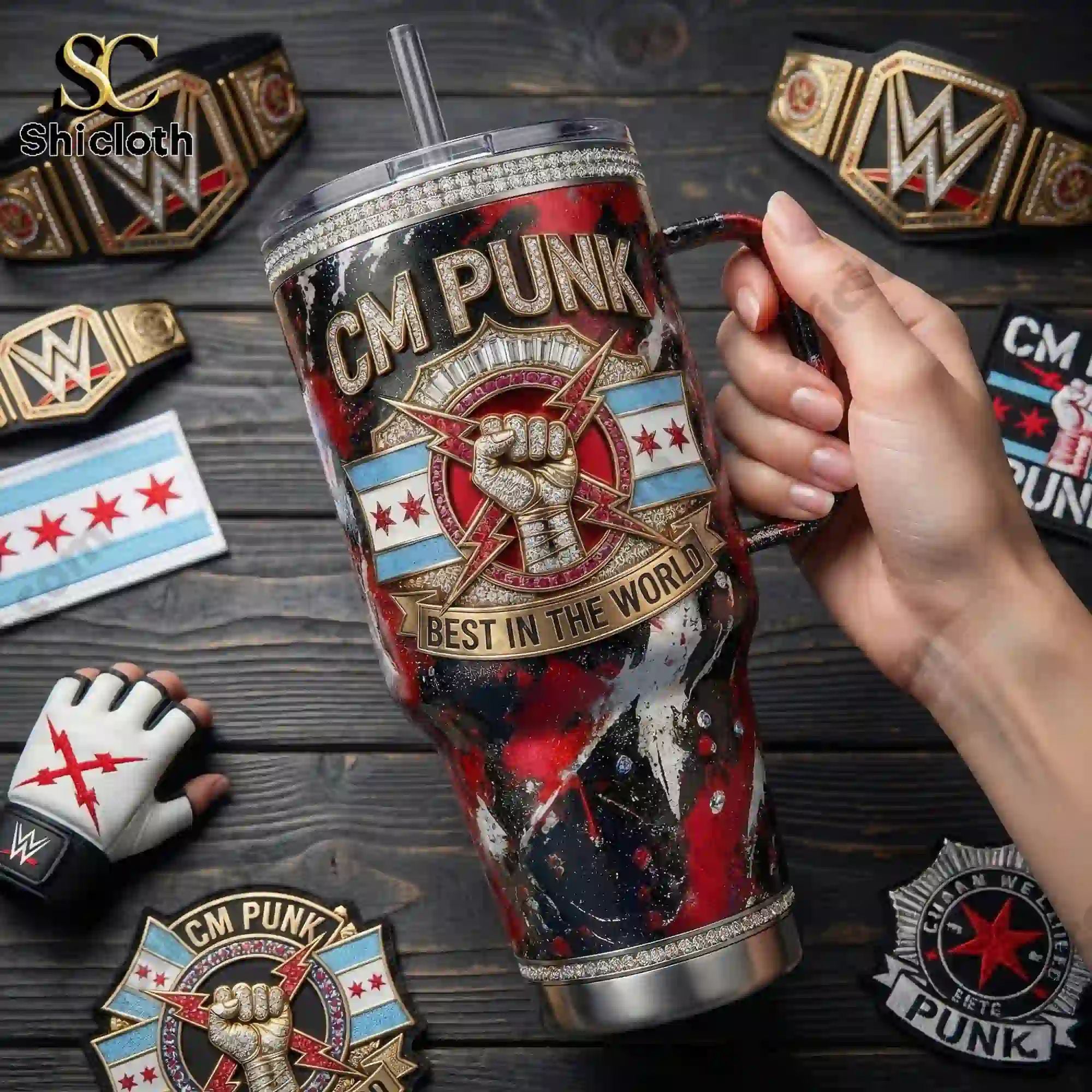 CM Punk Best in the World 40oz Tumbler With Handle