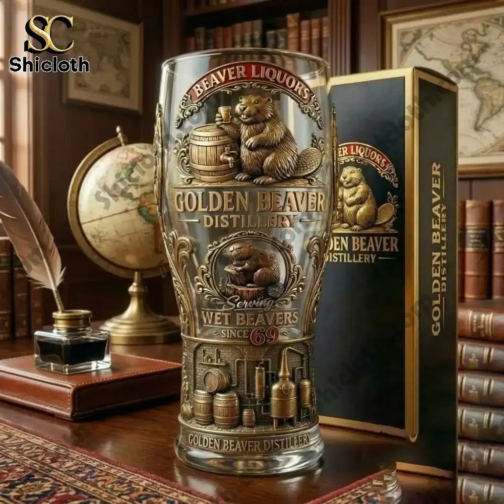 Golden Beaver Distillery Official Beer Glass