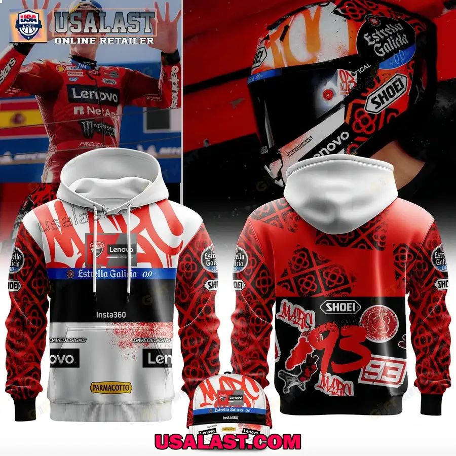 Marc Marquez 93 Estrella Galicia Helmet 3D Hoodie