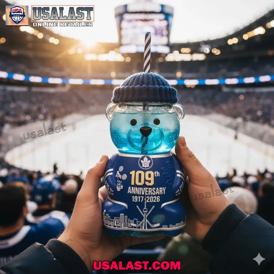 Toronto Maple Leafs 109th Anniversary Collectible Bear Glass Cup