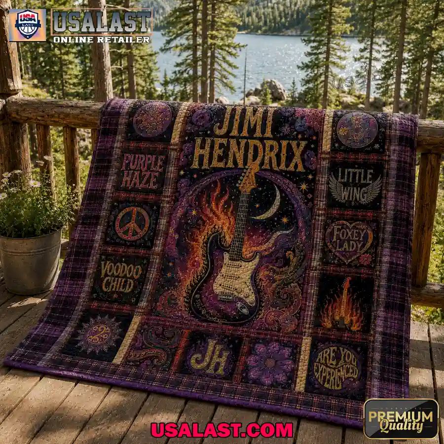 Jimi Hendrix Guitar Purple Haze Vintage Quilt Blanket