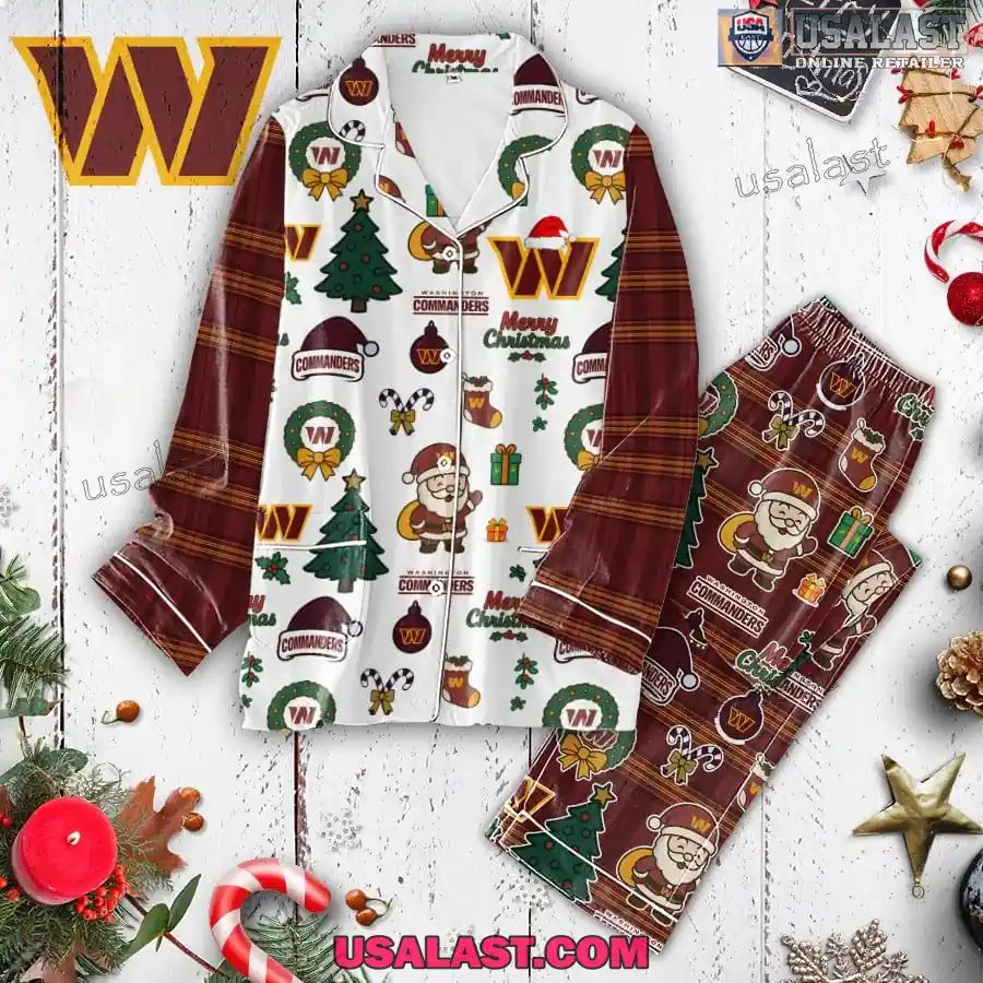 Washington Commanders Plaid Button Pajamas Set