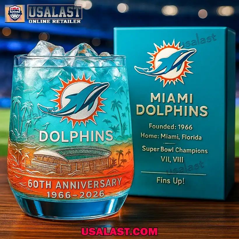 Miami Dolphins 60th Anniversary Wine Glass