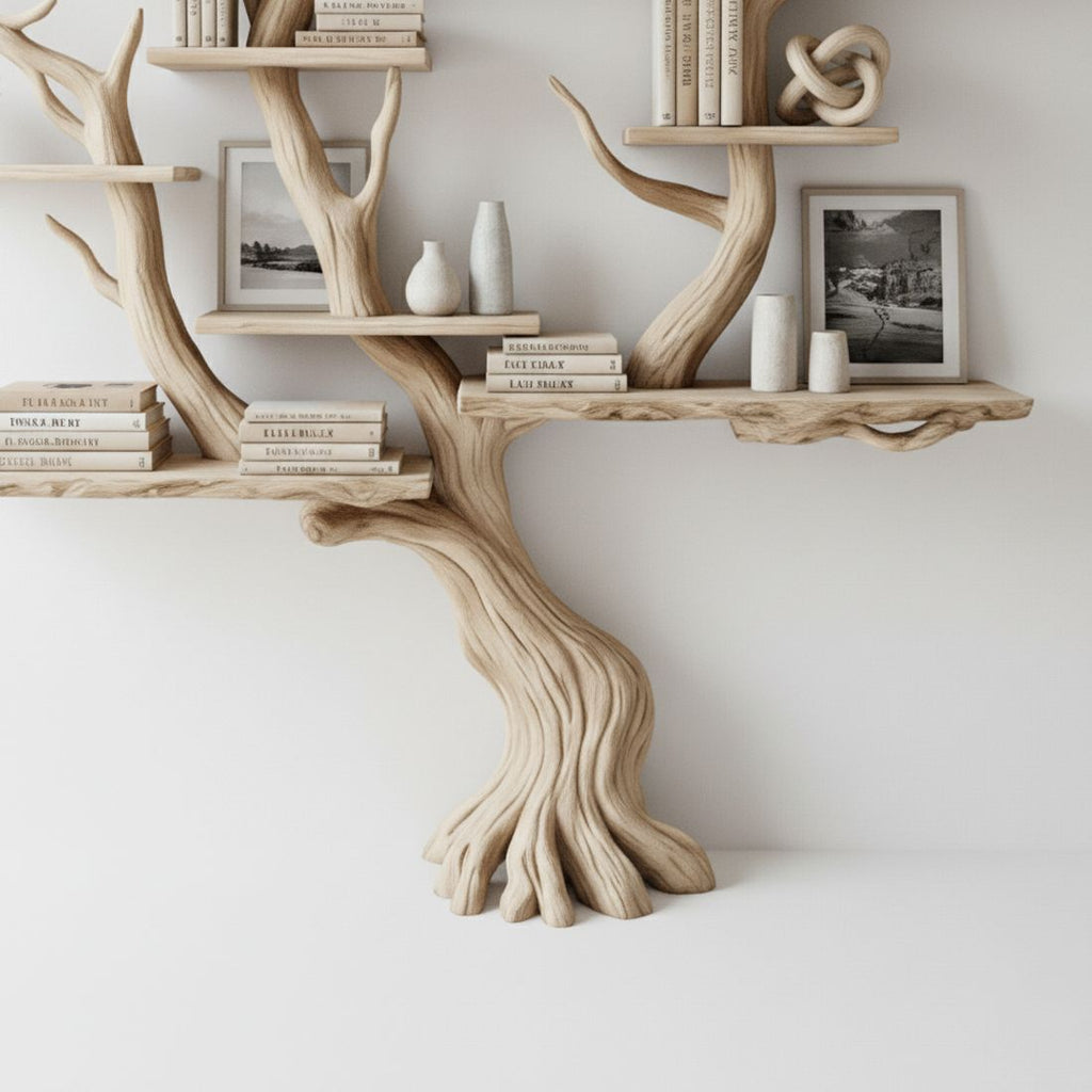 Nature-Inspired Tree Bookshelf – Wall Sculpture & Storage