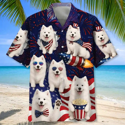 4th Of July Cute Samoyed Hawaiian Shirt