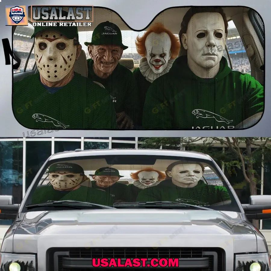 Jaguar x Horror Movie Characters Car Sunshade, Car Windshield Cover