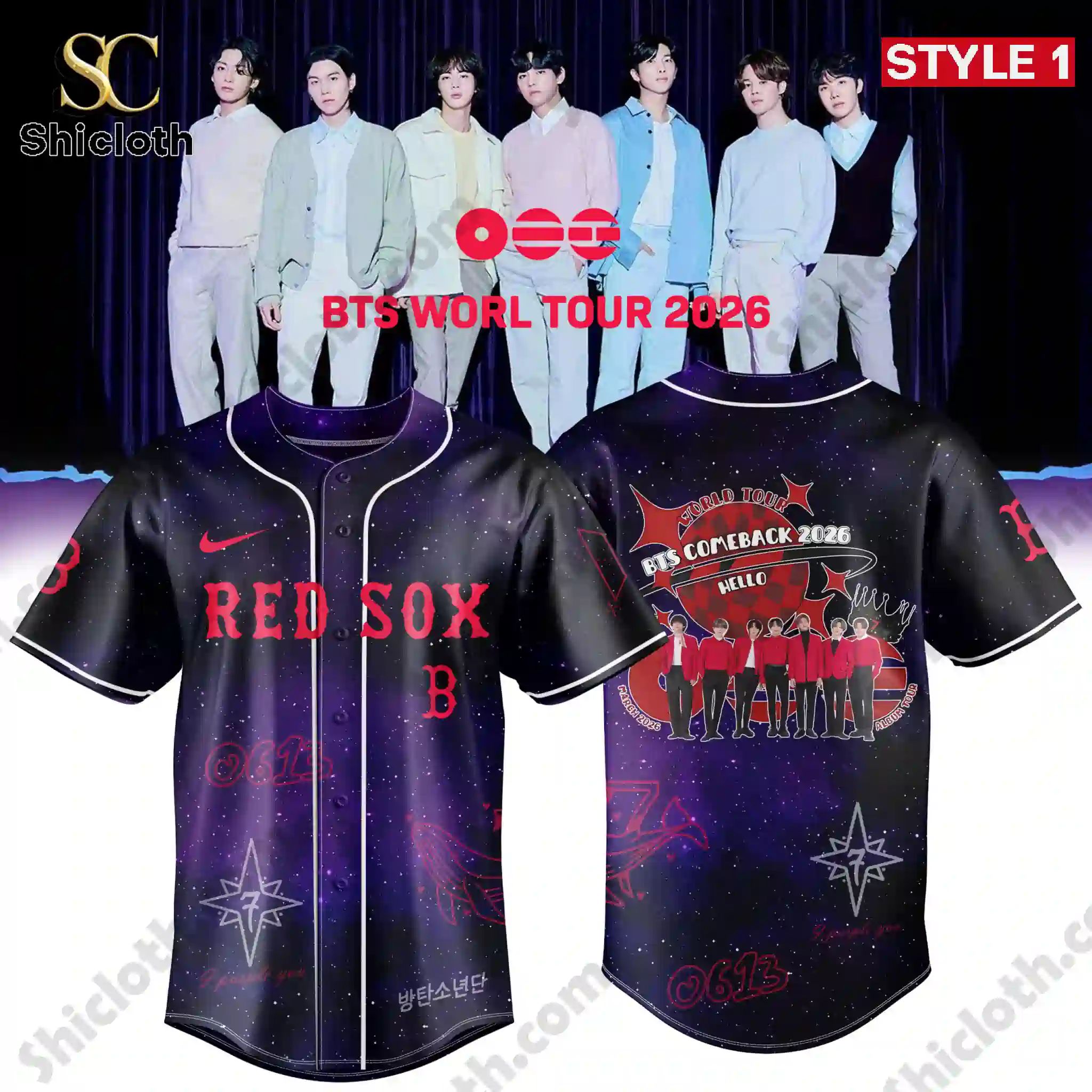 BTS World Tour 2026 x Boston Red Sox Exclusive Baseball Jersey