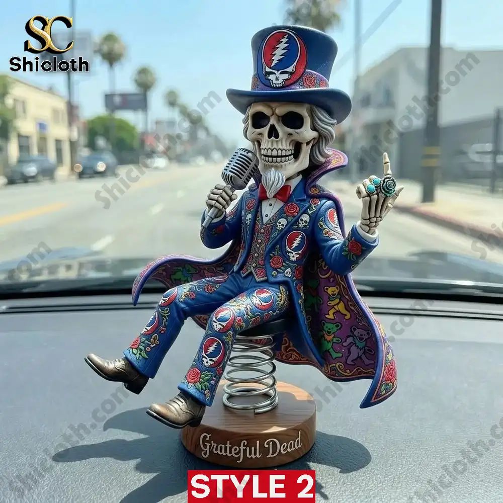 Grateful Dead Skeleton Rocker Decor Car Dashboard Bobblehead