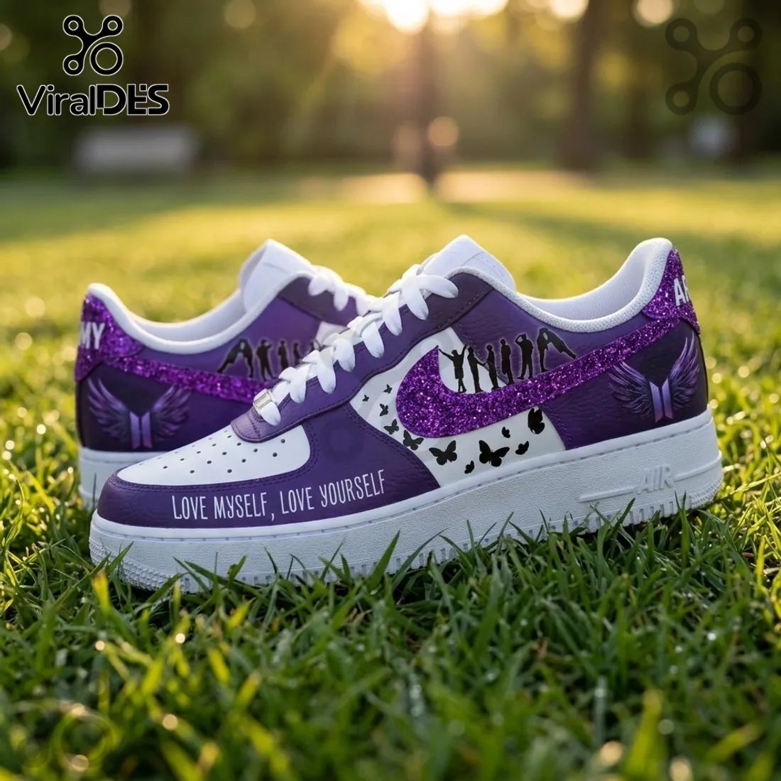 BTS Purple Butterfly Air Force 1 Sneakers