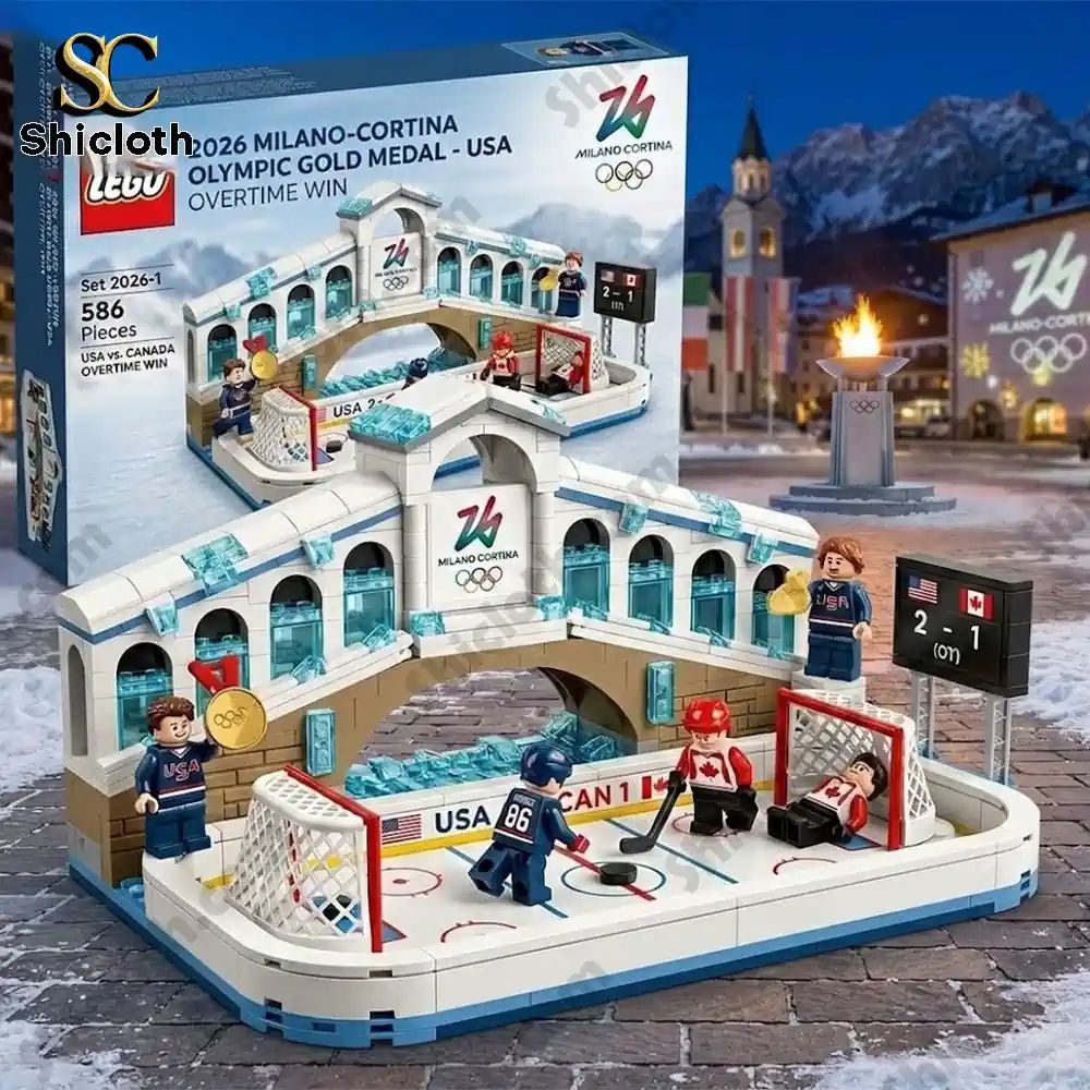 2026 Milano Cortina Olympic Gold Usa Overtime Win Hockey Brick Block Set