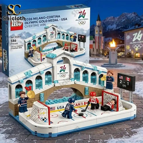 2026 Milano Cortina Olympic Gold Usa Overtime Win Hockey Brick Block Set