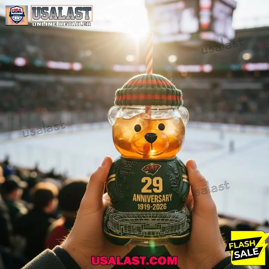 Minnesota Wild 29th Anniversary 1997-2026 Bear Glass Bottle