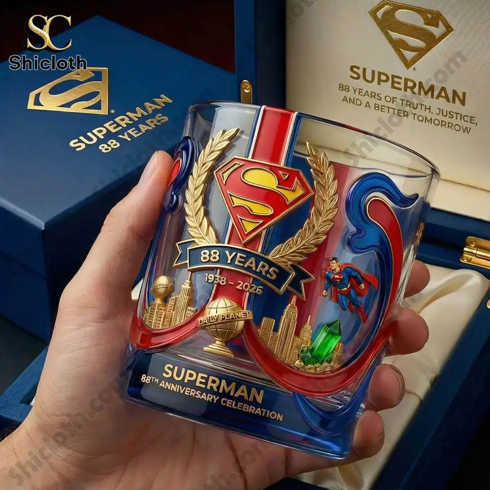 Superman 88th Anniversary Glass Hero Legacy Edition Whiskey Glass