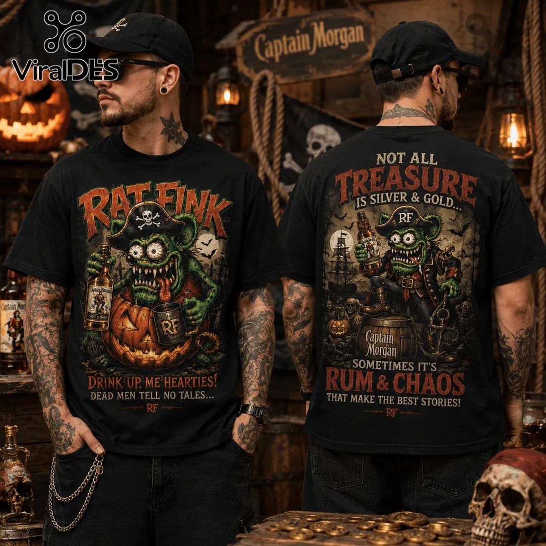 Rat Fink Haunted Treasure Captain Morgan T-Shirt