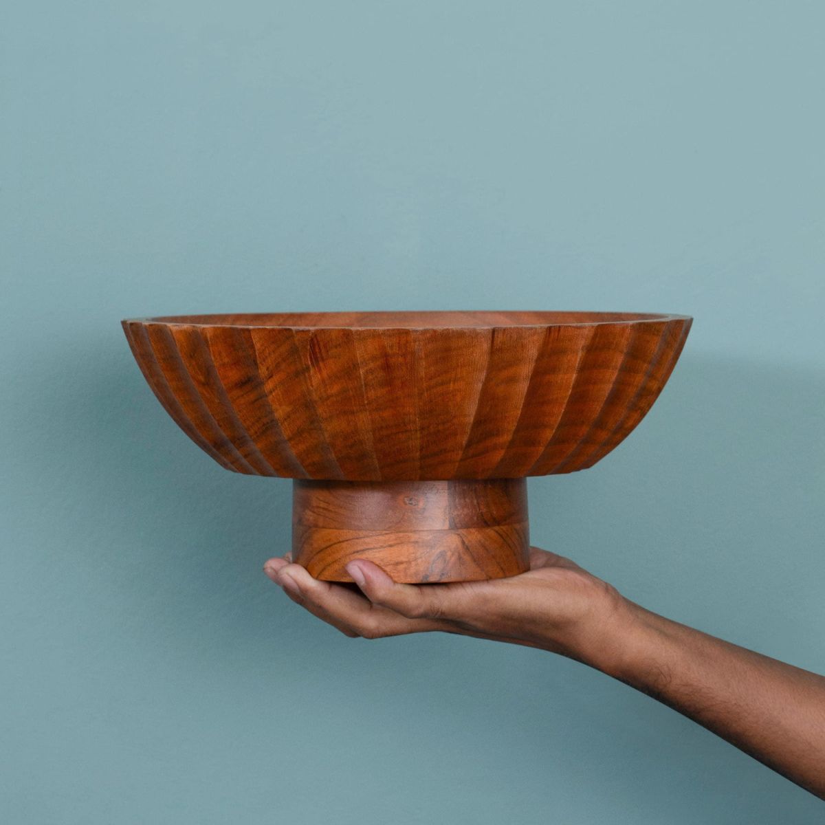 Luxe Designs Elevated Wooden Footed Bowl – Handcrafted Centerpiece