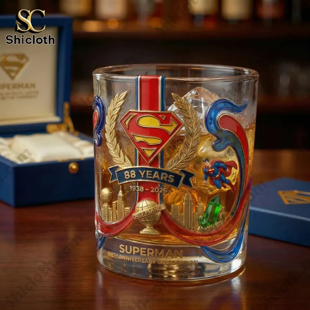 Superman 88th Anniversary Glass Hero Legacy Edition Whiskey Glass