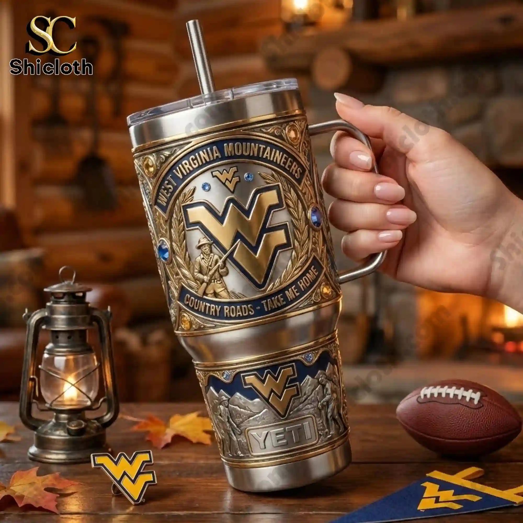 West Virginia Mountaineers 40oz Tumbler With Handle