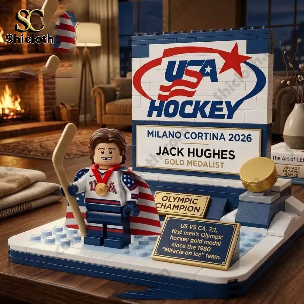 Jack Hughes USA Hockey 2026 Olympic Gold Medalist Commemorative Display Brick Set