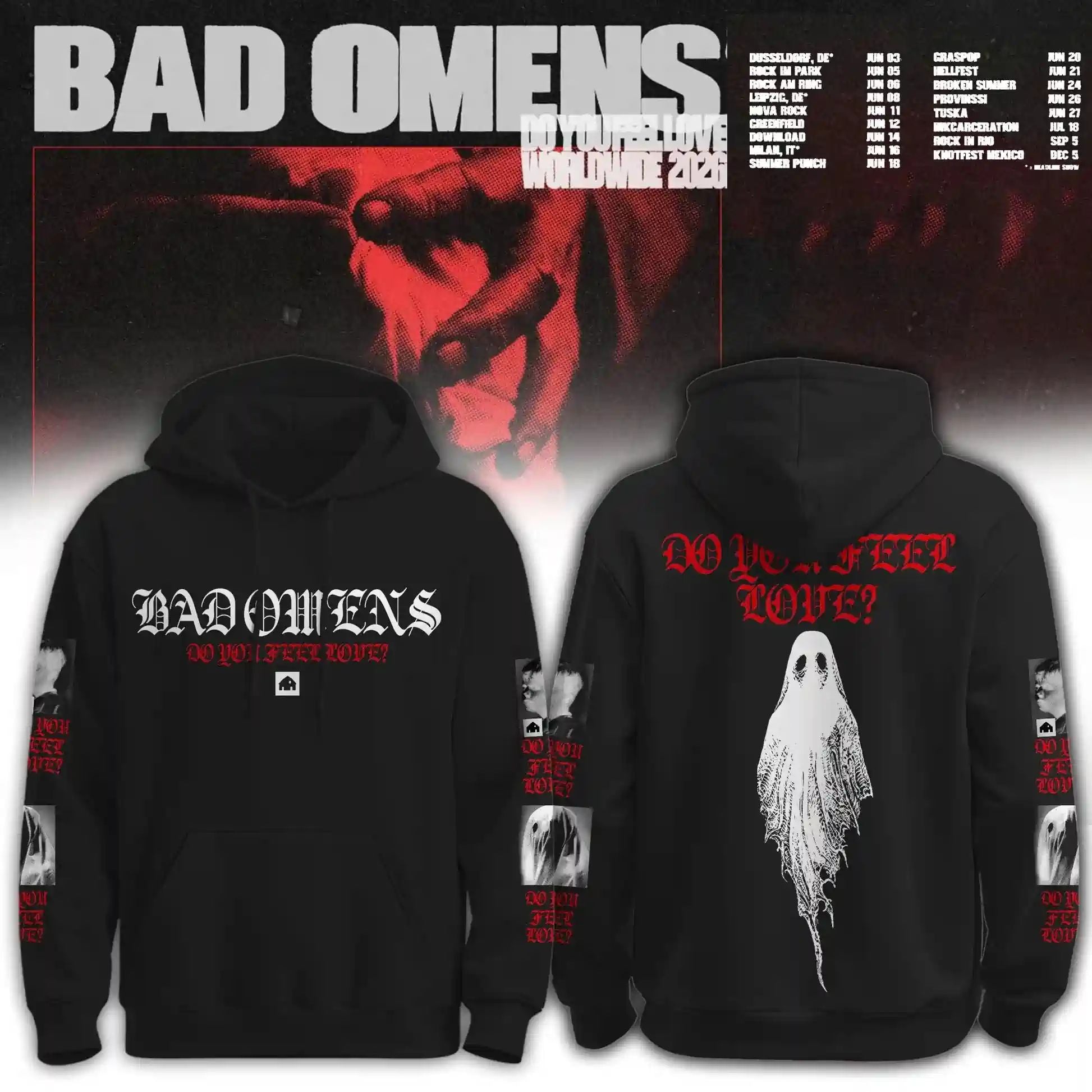 Bad Omens Do You Feel Love Worldwide 2026 Tour Hoodie