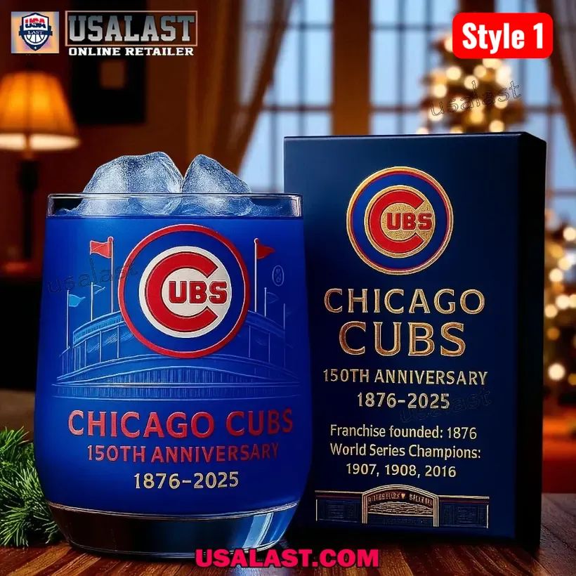Chicago Cubs 150th Anniversary 15oz Whiskey Glass