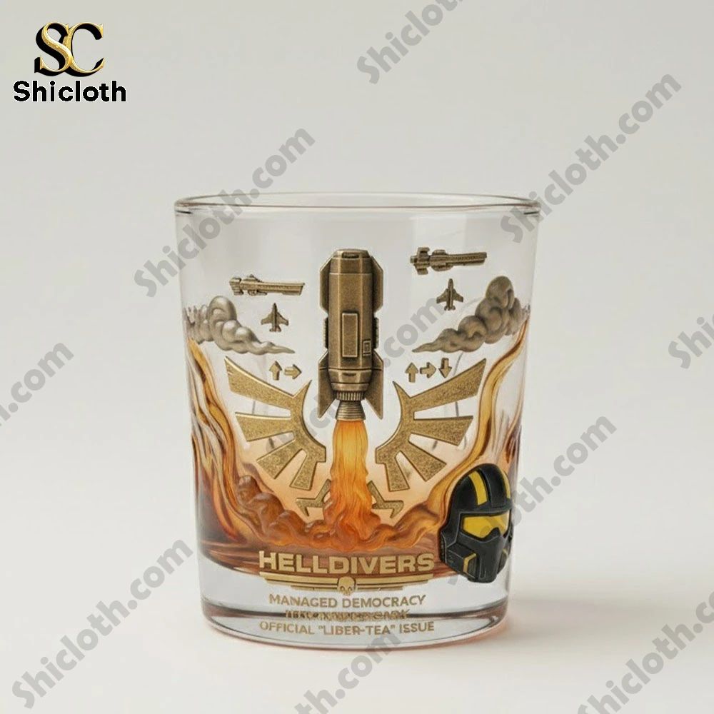 Helldivers Managed Democracy 11th Anniversary Whiskey Glass