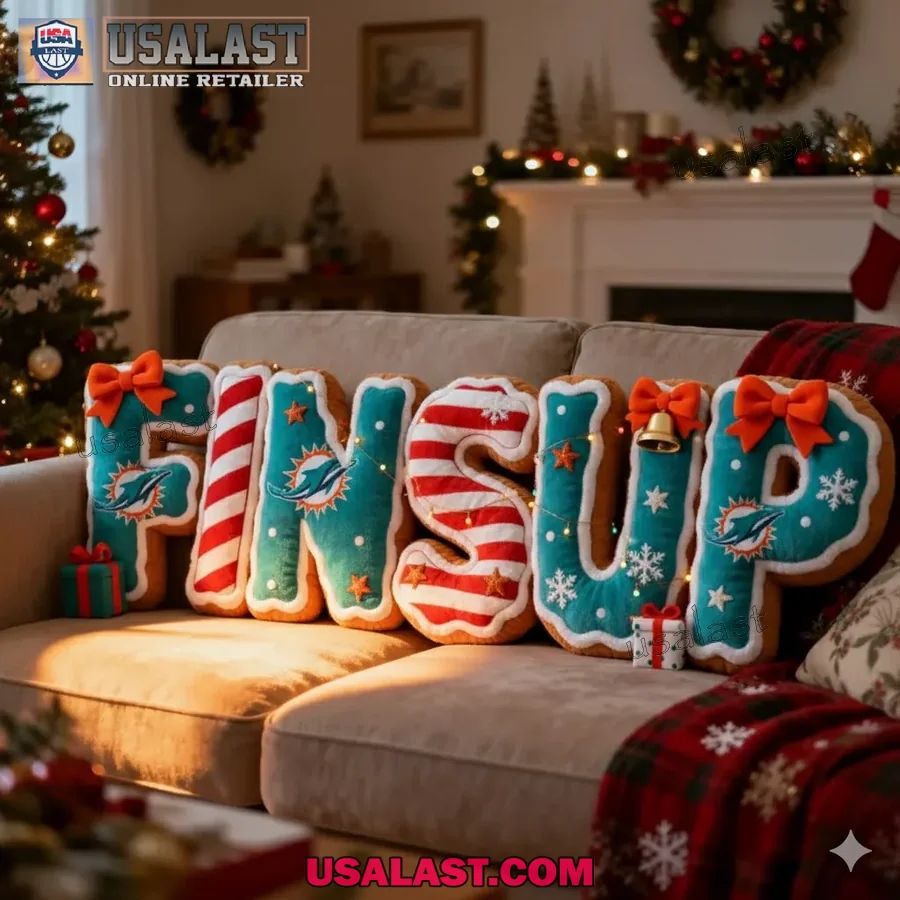 Miami Dolphins Christmas Plush Pillow
