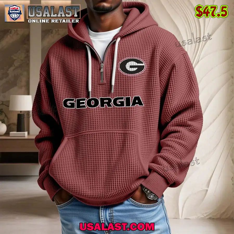 Georgia Bulldogs Waffle Half Zip Hoodie