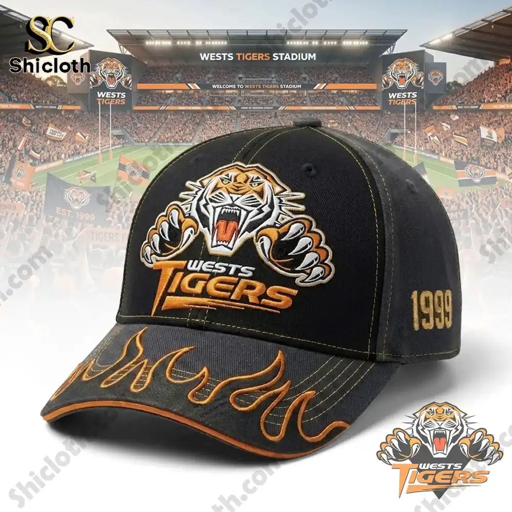 Wests Tigers 1999 Flame Design Embroidered Baseball Cap