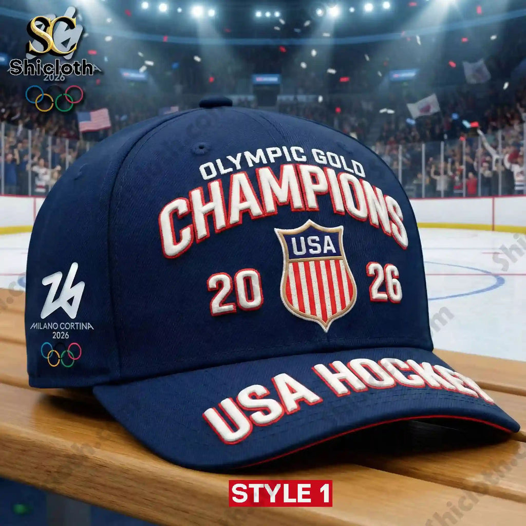 Team Usa Hockey 2026 Olympic Gold Milano Cortina Champions Cap Hat
