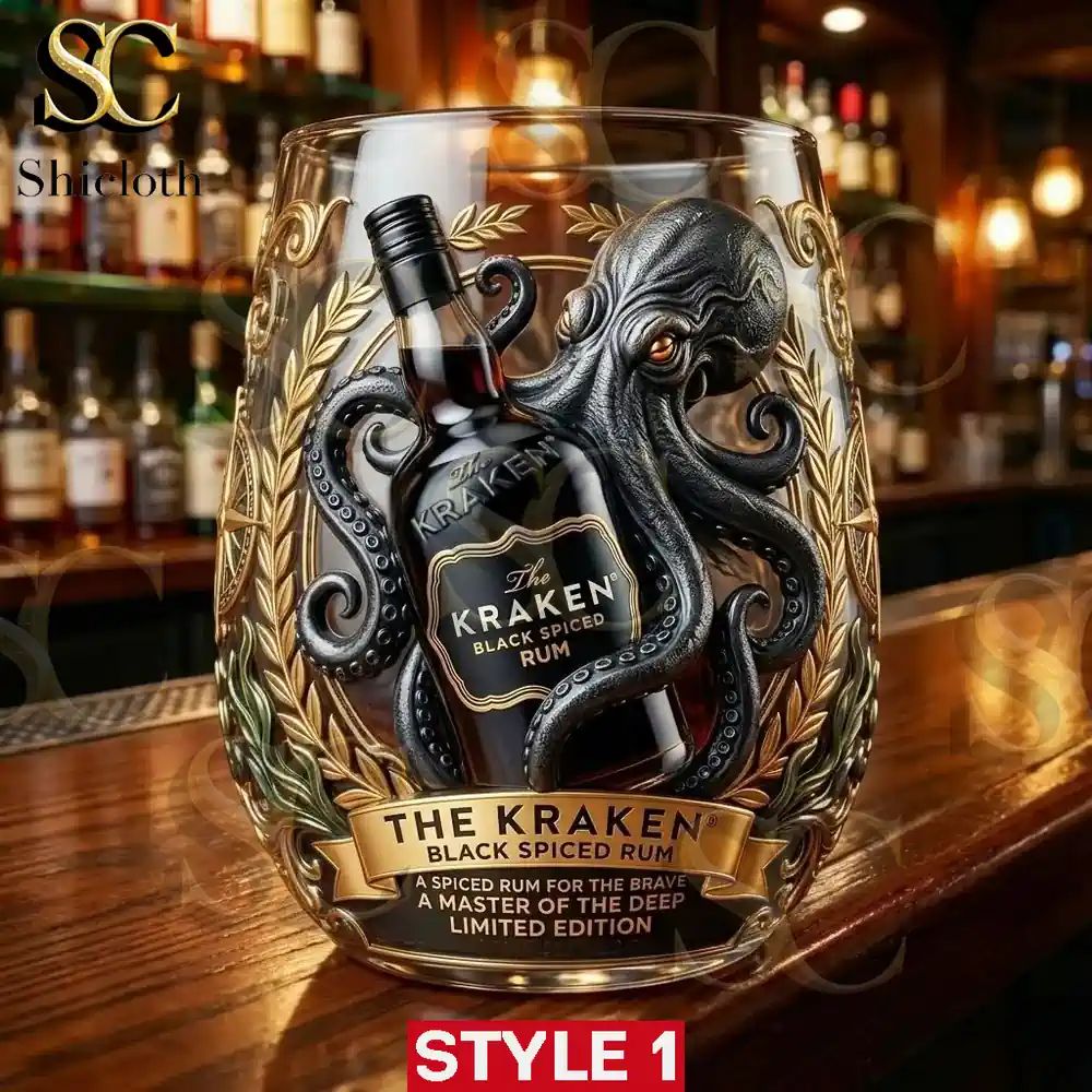 The Kraken Black Spiced Rum 3D culpted Octopus Collector’s Edition Glass